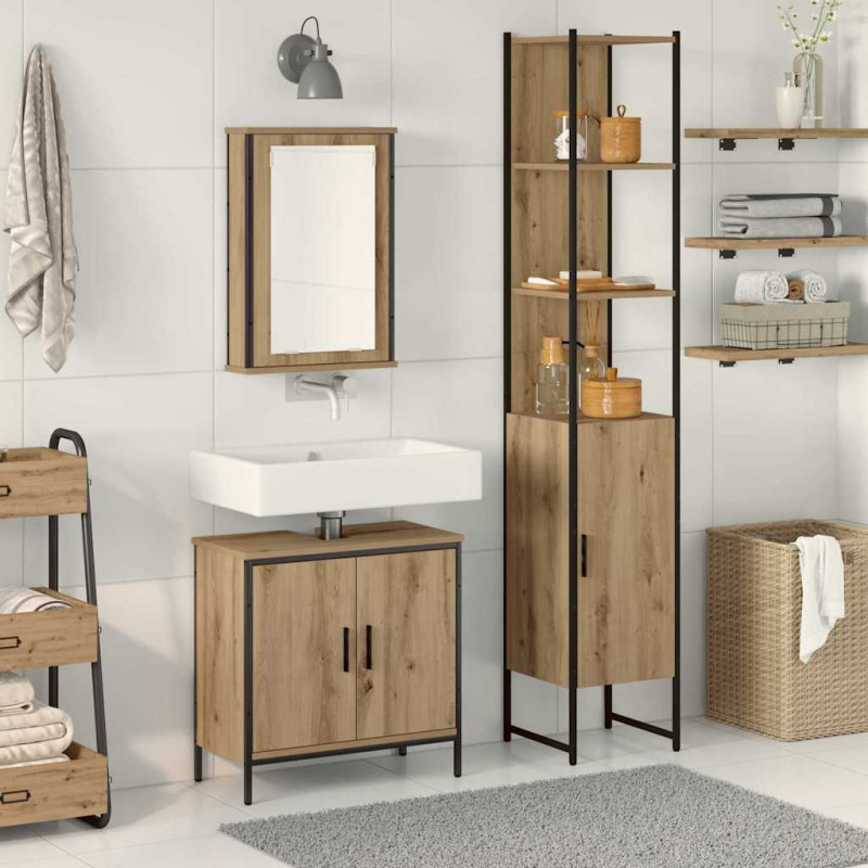 Zestaw mebli łazienkowych 3 pcs Brązowy Materiał drewnopochodny