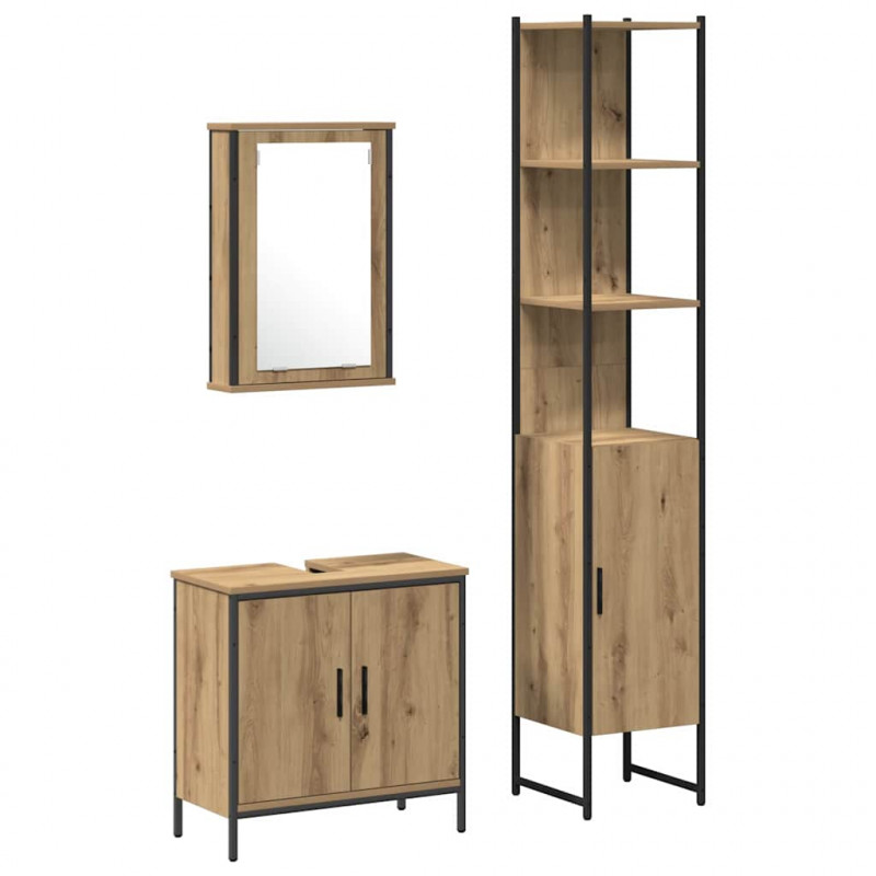 Zestaw mebli łazienkowych 3 pcs Brązowy Materiał drewnopochodny
