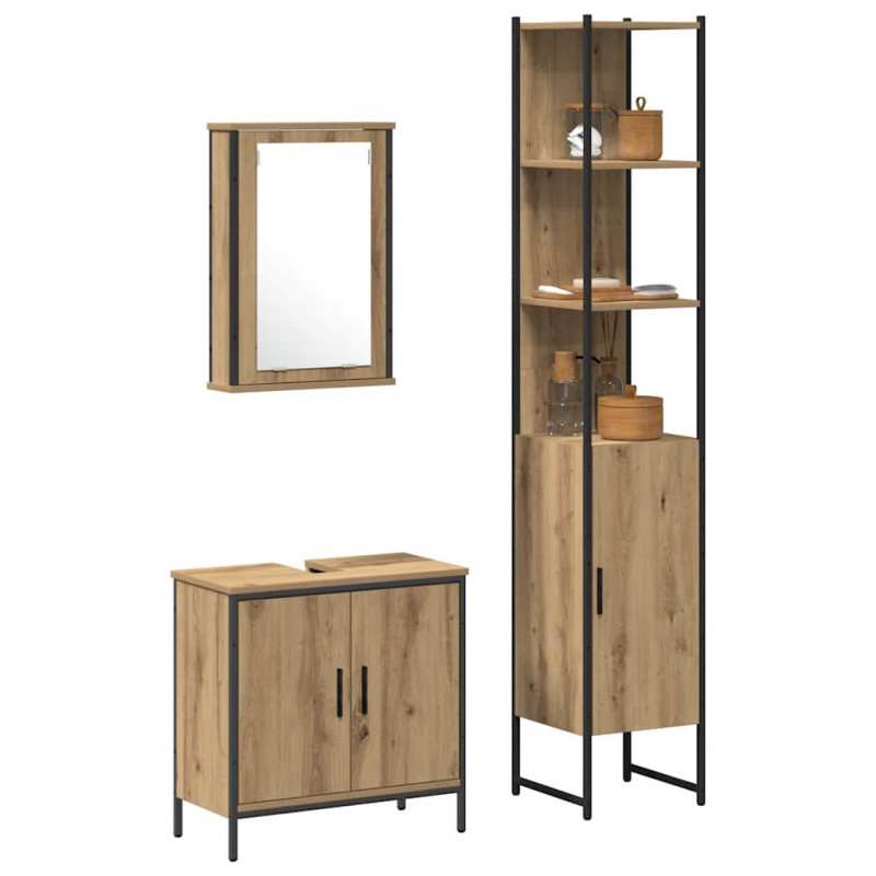 Zestaw mebli łazienkowych 3 pcs Brązowy Materiał drewnopochodny