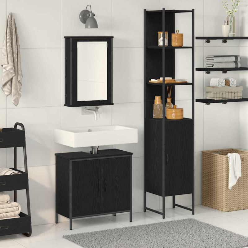 Zestaw mebli łazienkowych 3 pcs Czarny Materiał drewnopochodny