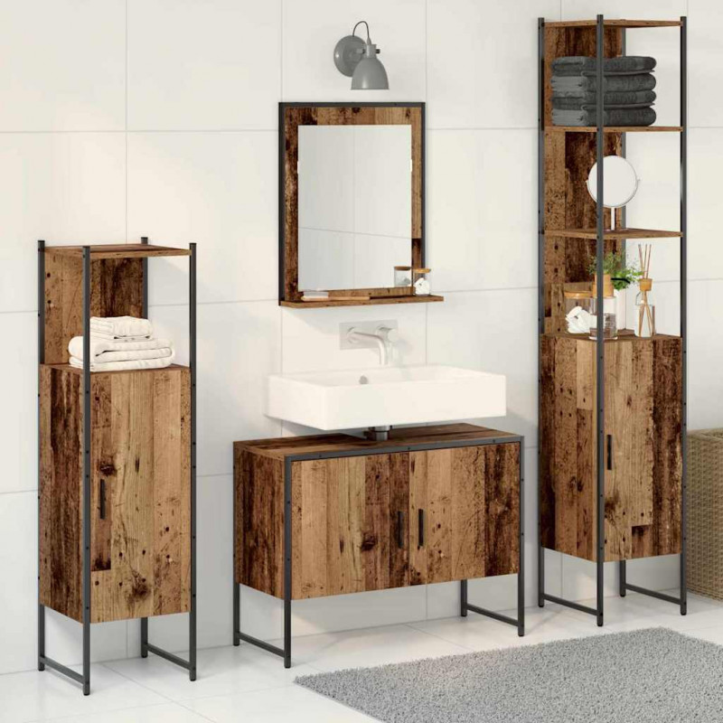 Zestaw mebli łazienkowych 4 pcs Brązowy Materiał drewnopochodny