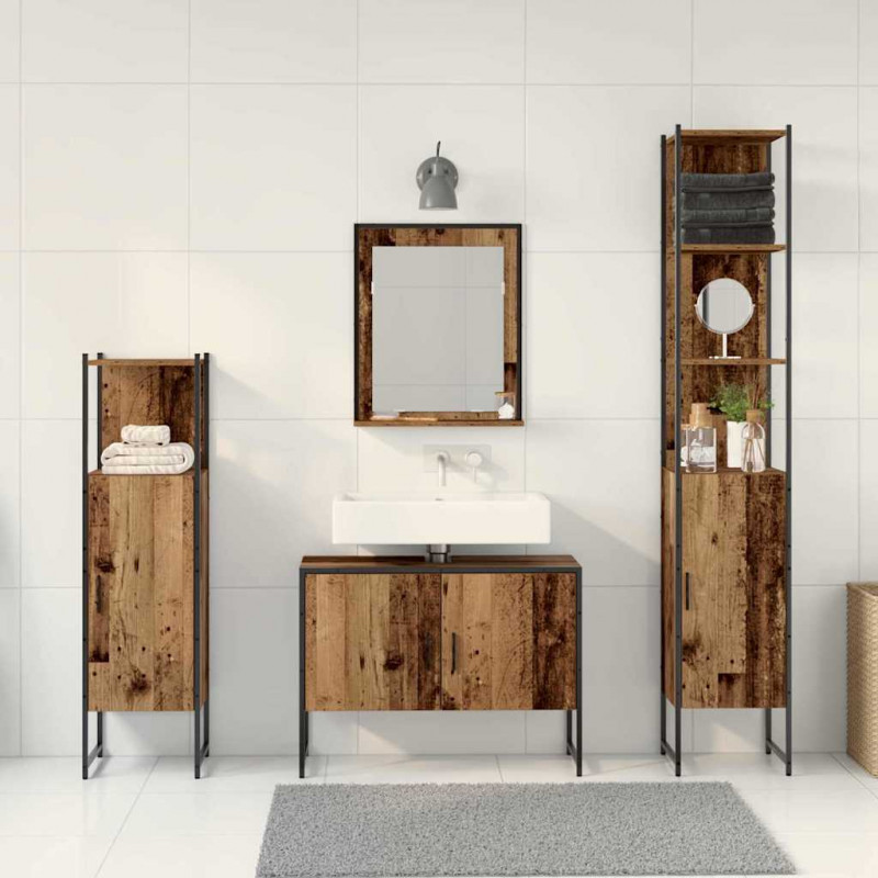 Zestaw mebli łazienkowych 4 pcs Brązowy Materiał drewnopochodny