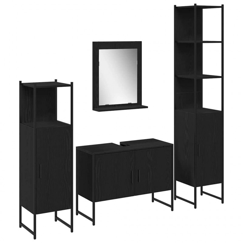 Zestaw mebli łazienkowych 4 pcs Czarny Materiał drewnopochodny