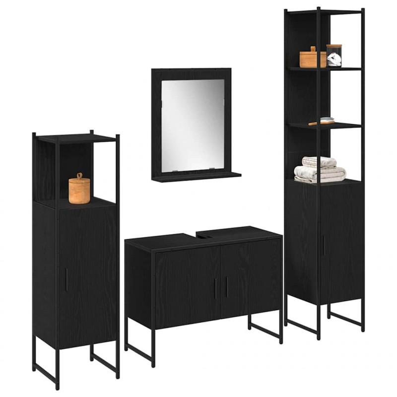 Zestaw mebli łazienkowych 4 pcs Czarny Materiał drewnopochodny
