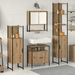 Zestaw mebli łazienkowych z półką z drzwiami 4 pcs dąb artisan