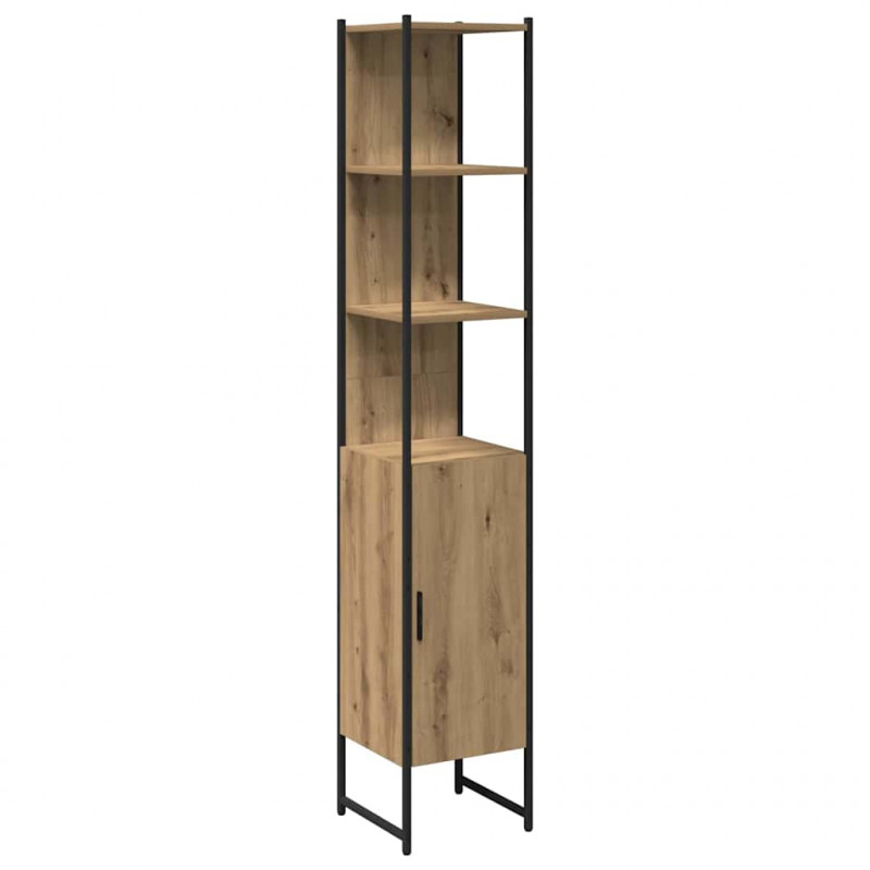 Zestaw mebli łazienkowych z półką z drzwiami 4 pcs dąb artisan