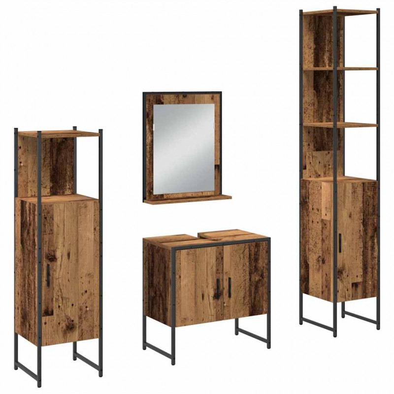 Zestaw mebli łazienkowych 4 pcs Brązowy 33 x 33 x 185.5 cm