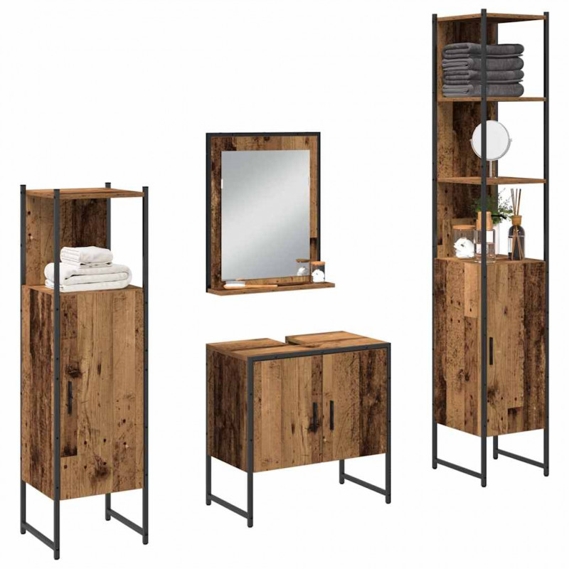 Zestaw mebli łazienkowych 4 pcs Brązowy 33 x 33 x 185.5 cm