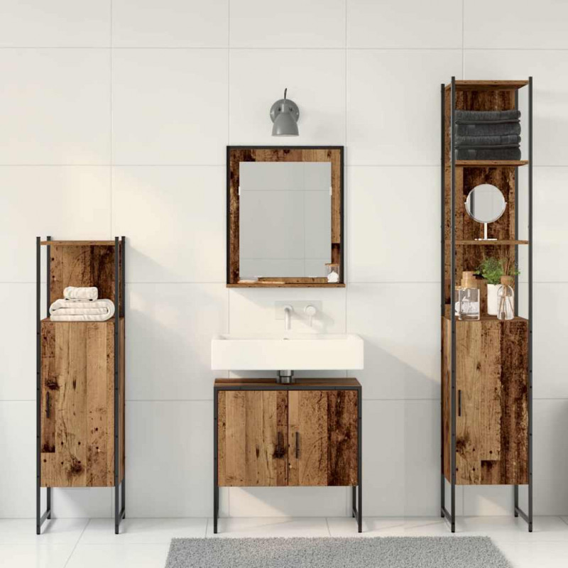 Zestaw mebli łazienkowych 4 pcs Brązowy 33 x 33 x 185.5 cm