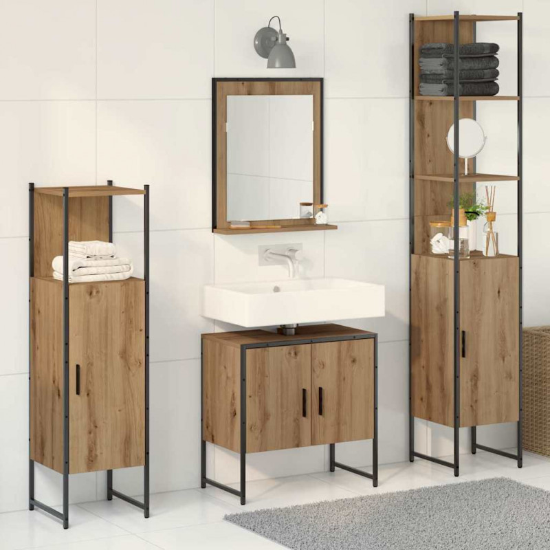 Zestaw mebli łazienkowych 4 pcs Brązowy 33 x 33 x 185.5 cm