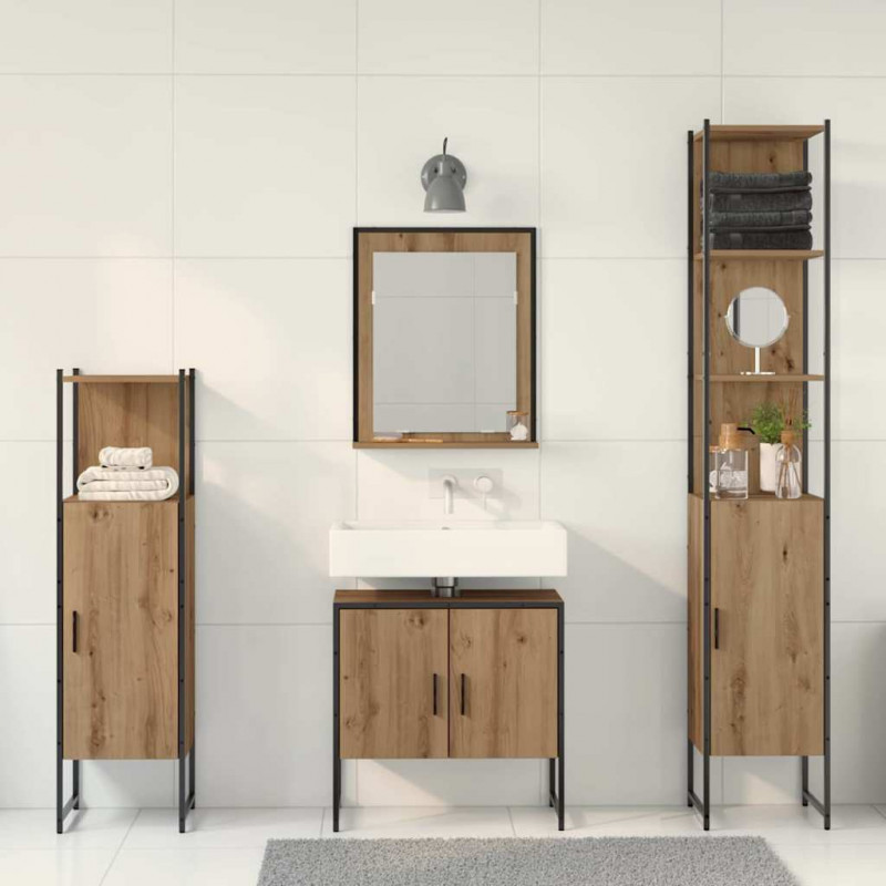 Zestaw mebli łazienkowych 4 pcs Brązowy 33 x 33 x 185.5 cm