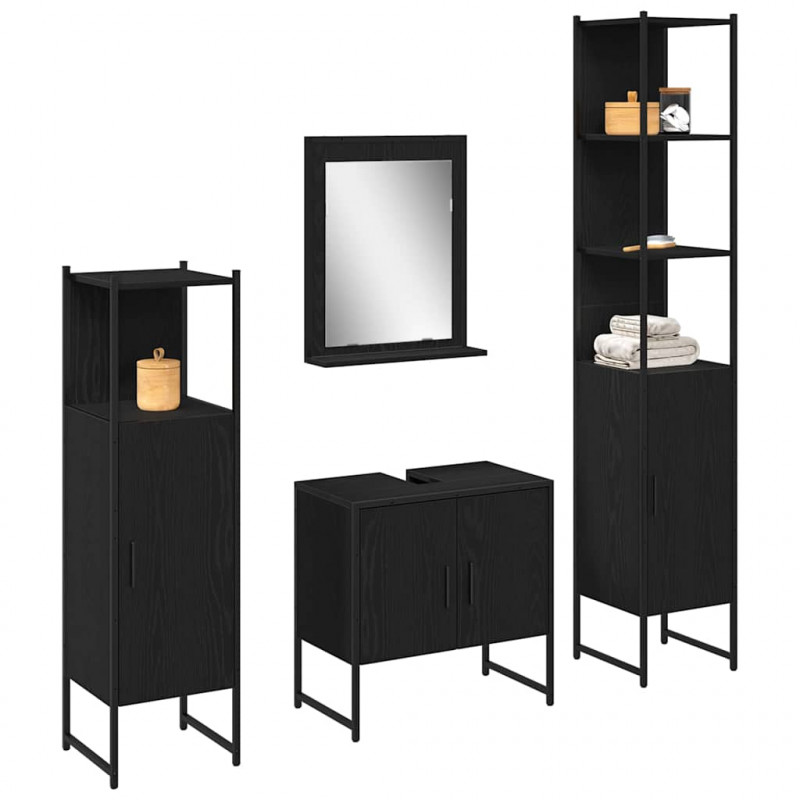 Zestaw mebli łazienkowych 4 pcs Czarny Materiał drewnopochodny