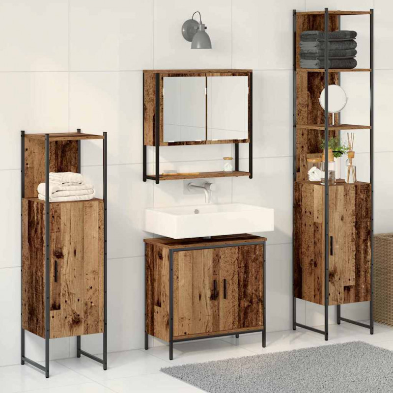 Zestaw mebli łazienkowych 4 pcs Brązowy 33 x 33 x 185.5 cm
