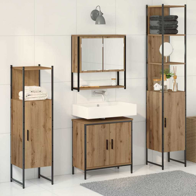 Zestaw mebli łazienkowych 4 pcs Brązowy Materiał drewnopochodny