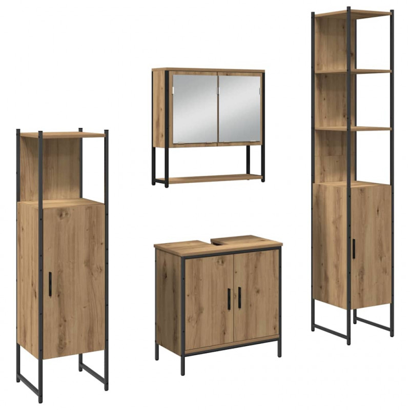 Zestaw mebli łazienkowych 4 pcs Brązowy Materiał drewnopochodny