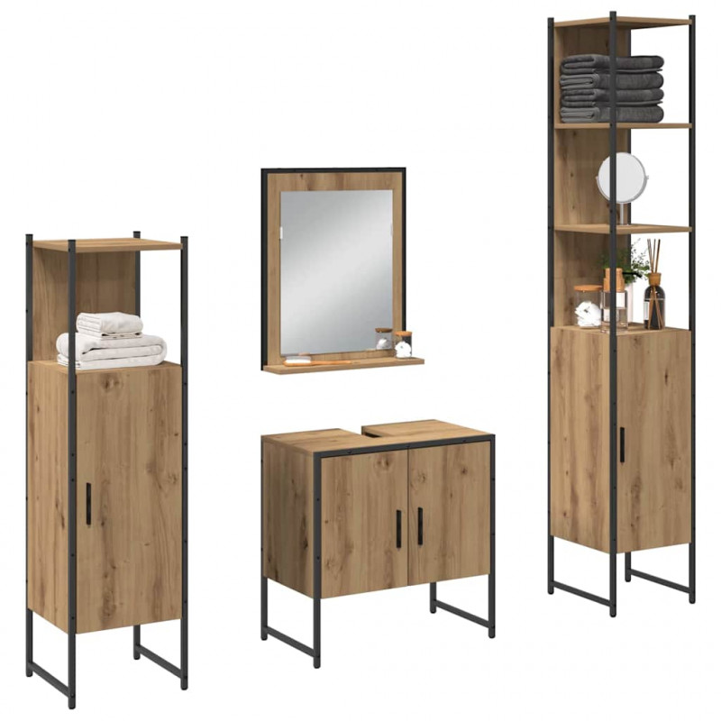 Zestaw mebli łazienkowych 4 pcs Brązowy Materiał drewnopochodny