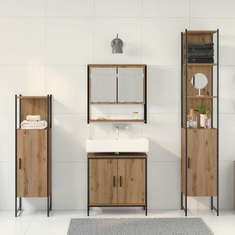 Zestaw mebli łazienkowych 4 pcs Brązowy Materiał drewnopochodny