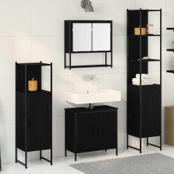 Zestaw mebli łazienkowych 4 pcs Czarny Materiał drewnopochodny
