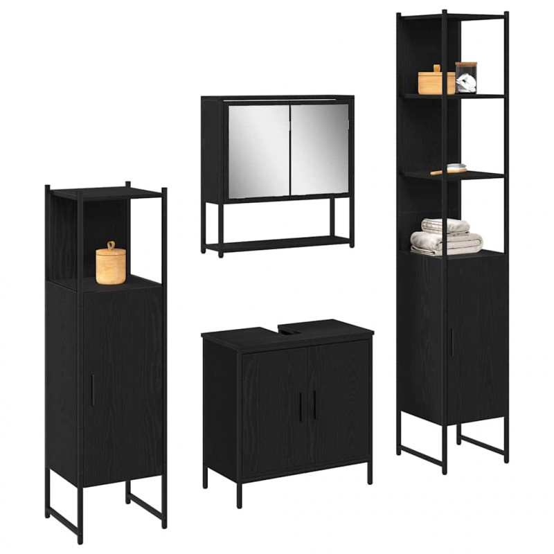 Zestaw mebli łazienkowych 4 pcs Czarny Materiał drewnopochodny