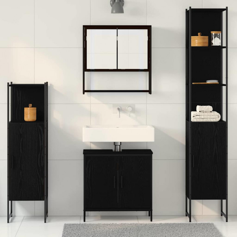 Zestaw mebli łazienkowych 4 pcs Czarny Materiał drewnopochodny