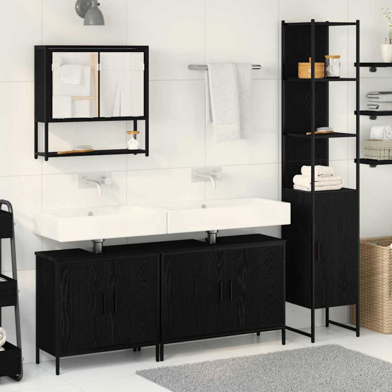 Zestaw mebli łazienkowych 4 pcs Czarny Materiał drewnopochodny