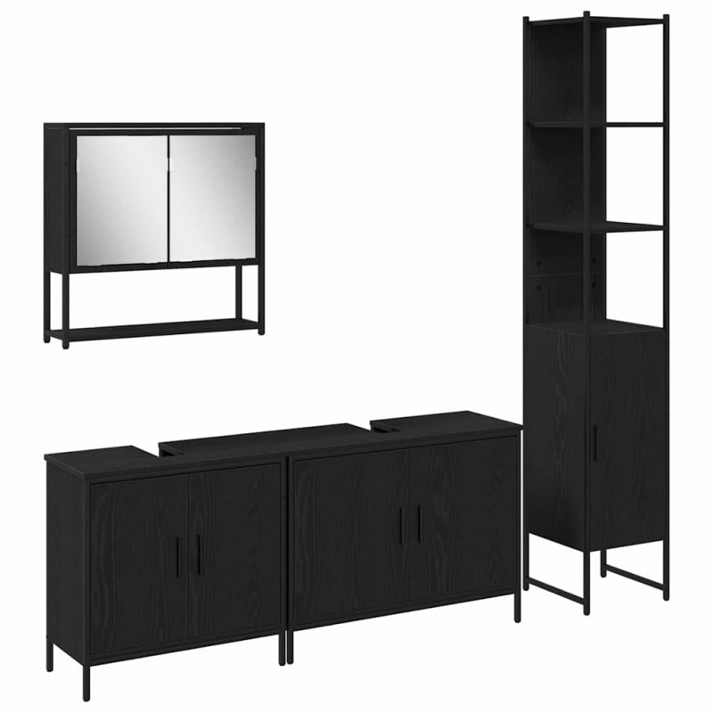 Zestaw mebli łazienkowych 4 pcs Czarny Materiał drewnopochodny