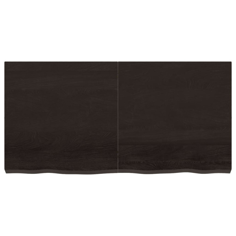 Półka, ciemnobrązowa, 120x60x(2-6) cm, wykończone drewno dębowe