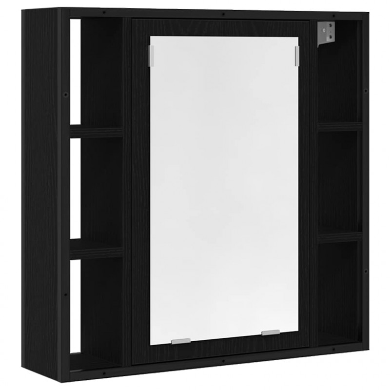 Zestaw mebli łazienkowych z półką z drzwiami 4 pcs Czarny Dąb