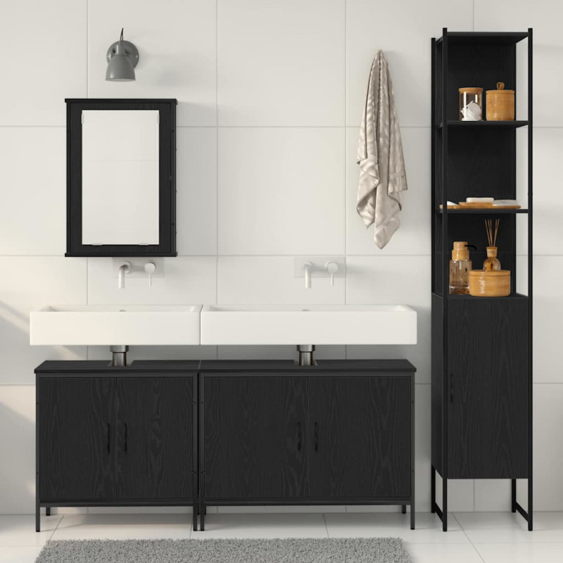 Zestaw mebli łazienkowych 4 pcs Czarny Materiał drewnopochodny