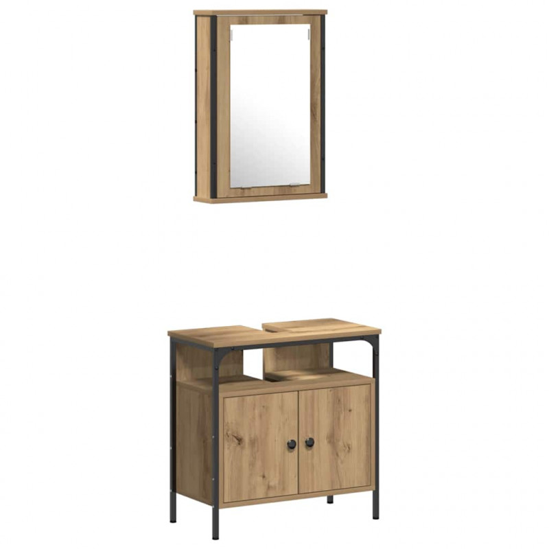 Zestaw mebli łazienkowych z półką z drzwiami 4 pcs dąb artisan