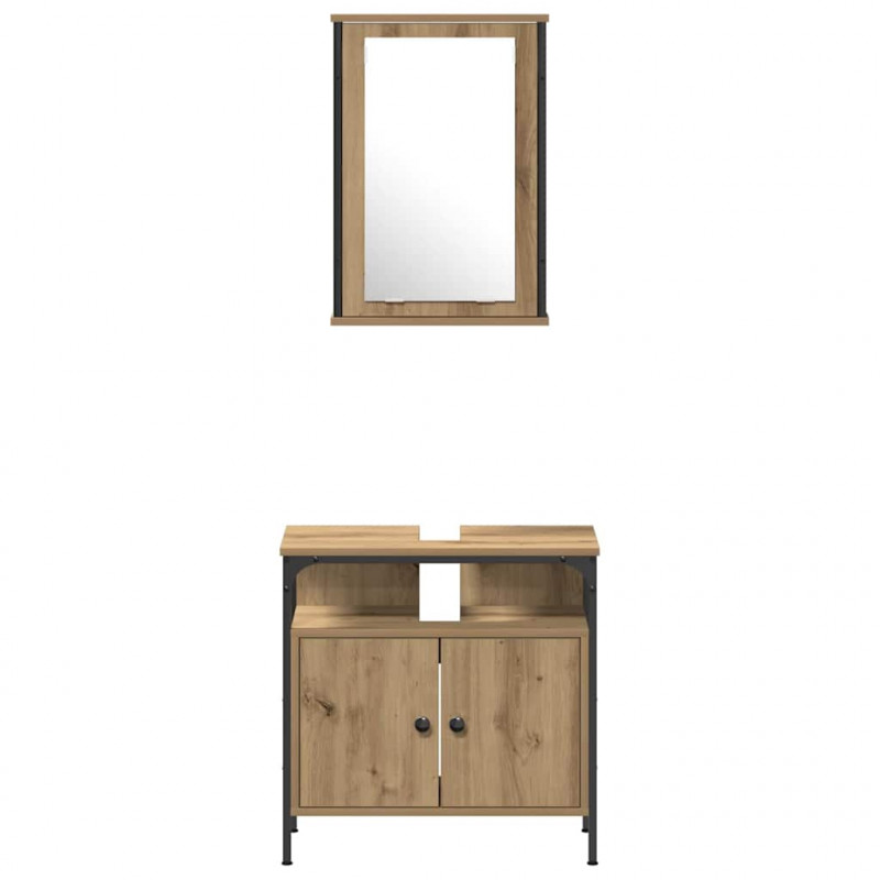 Zestaw mebli łazienkowych z półką z drzwiami 4 pcs dąb artisan