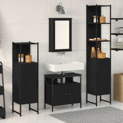 Zestaw mebli łazienkowych z półką z drzwiami 4 pcs Czarny dąb