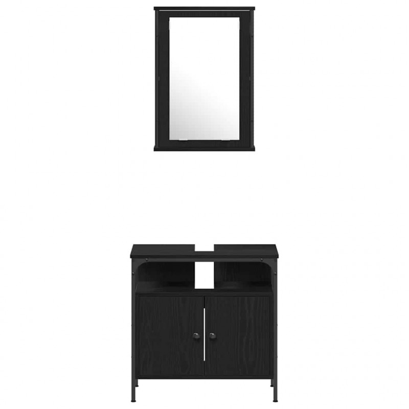 Zestaw mebli łazienkowych z półką z drzwiami 4 pcs Czarny dąb