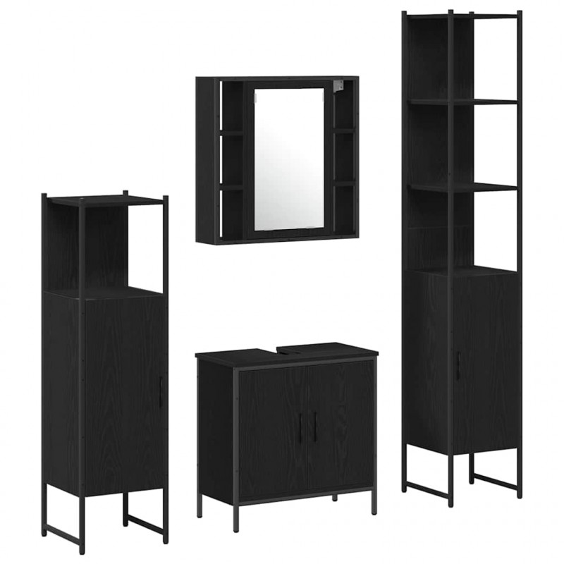 Zestaw mebli łazienkowych 4 pcs Czarny Materiał drewnopochodny