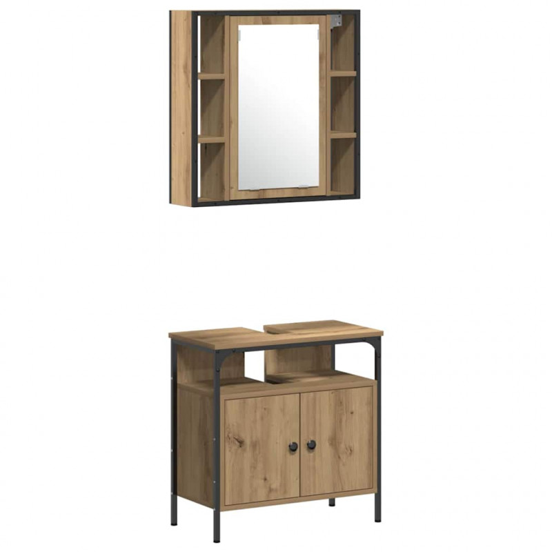 Zestaw mebli łazienkowych z półką 4 pcs Dąb rzemieślniczy