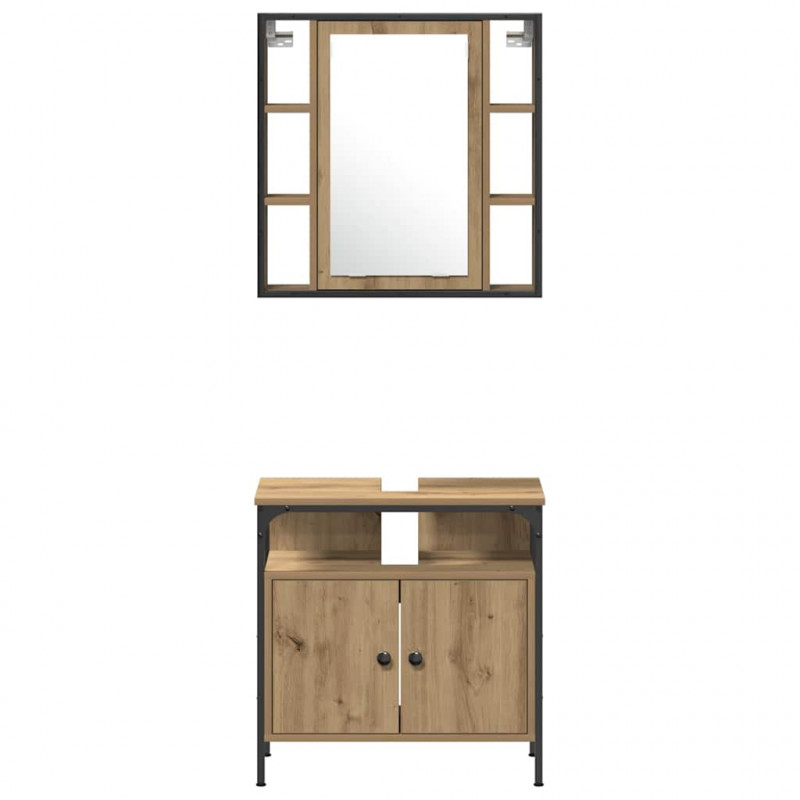Zestaw mebli łazienkowych z półką 4 pcs Dąb rzemieślniczy