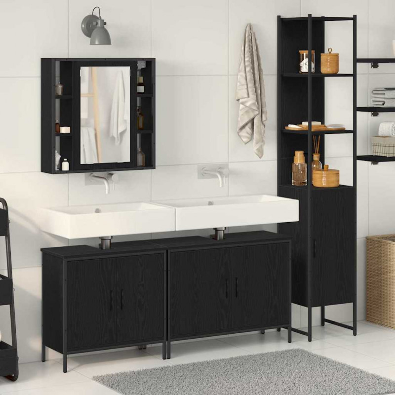 Zestaw mebli łazienkowych 4 pcs Czarny Materiał drewnopochodny