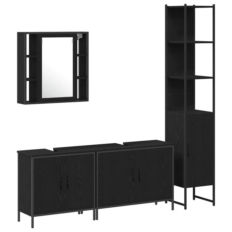 Zestaw mebli łazienkowych 4 pcs Czarny Materiał drewnopochodny