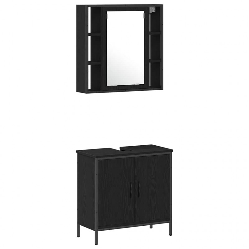 Zestaw mebli łazienkowych 4 pcs Czarny Materiał drewnopochodny