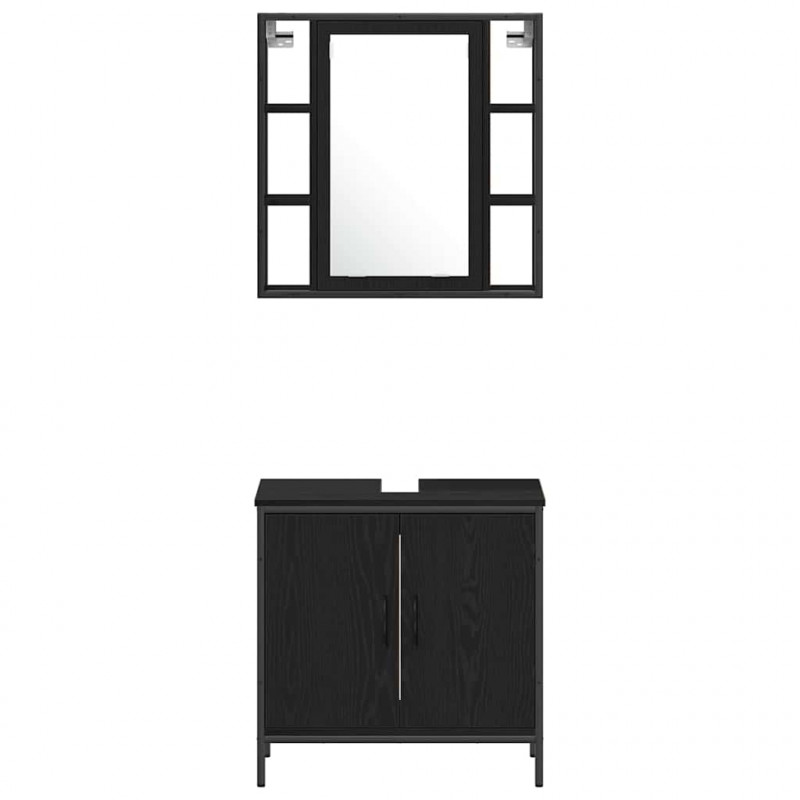 Zestaw mebli łazienkowych 4 pcs Czarny Materiał drewnopochodny