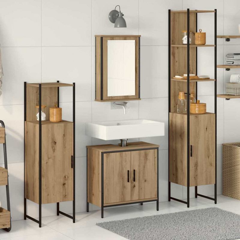 Zestaw mebli łazienkowych 4 pcs Brązowy Materiał drewnopochodny