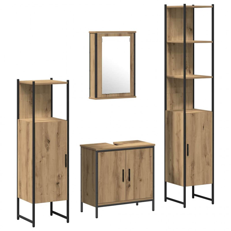 Zestaw mebli łazienkowych 4 pcs Brązowy Materiał drewnopochodny