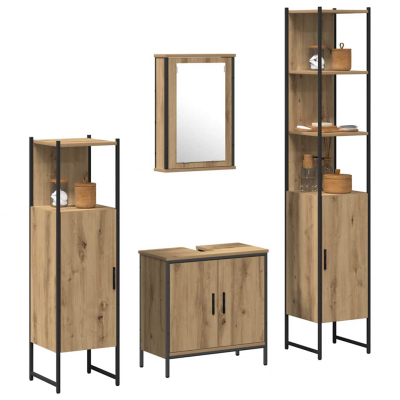 Zestaw mebli łazienkowych 4 pcs Brązowy Materiał drewnopochodny