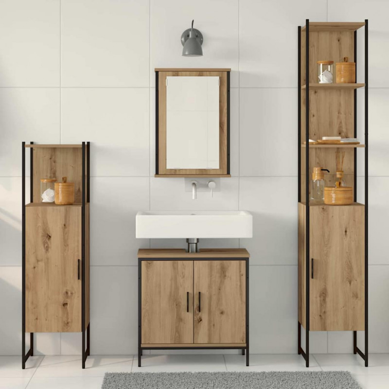 Zestaw mebli łazienkowych 4 pcs Brązowy Materiał drewnopochodny