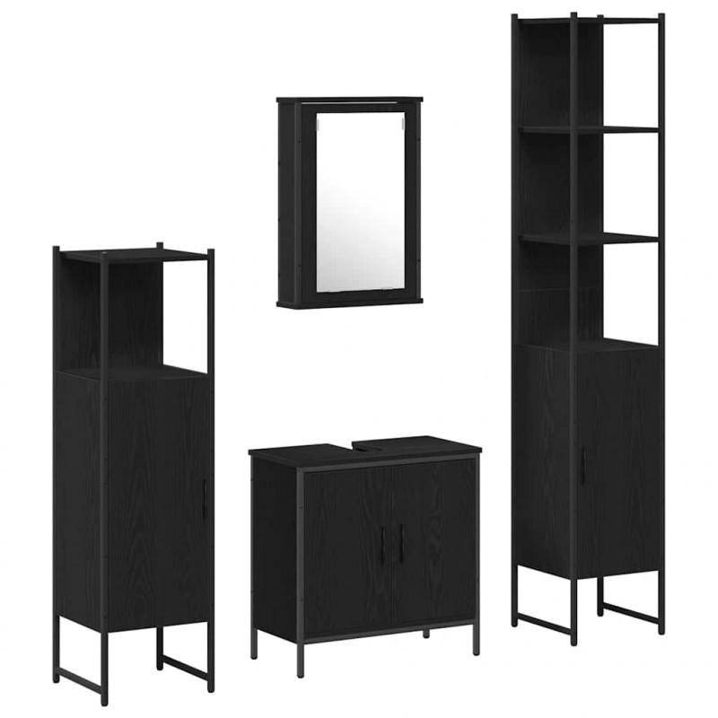 Zestaw mebli łazienkowych 4 pcs Czarny Materiał drewnopochodny