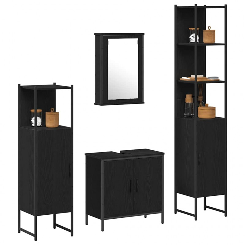 Zestaw mebli łazienkowych 4 pcs Czarny Materiał drewnopochodny