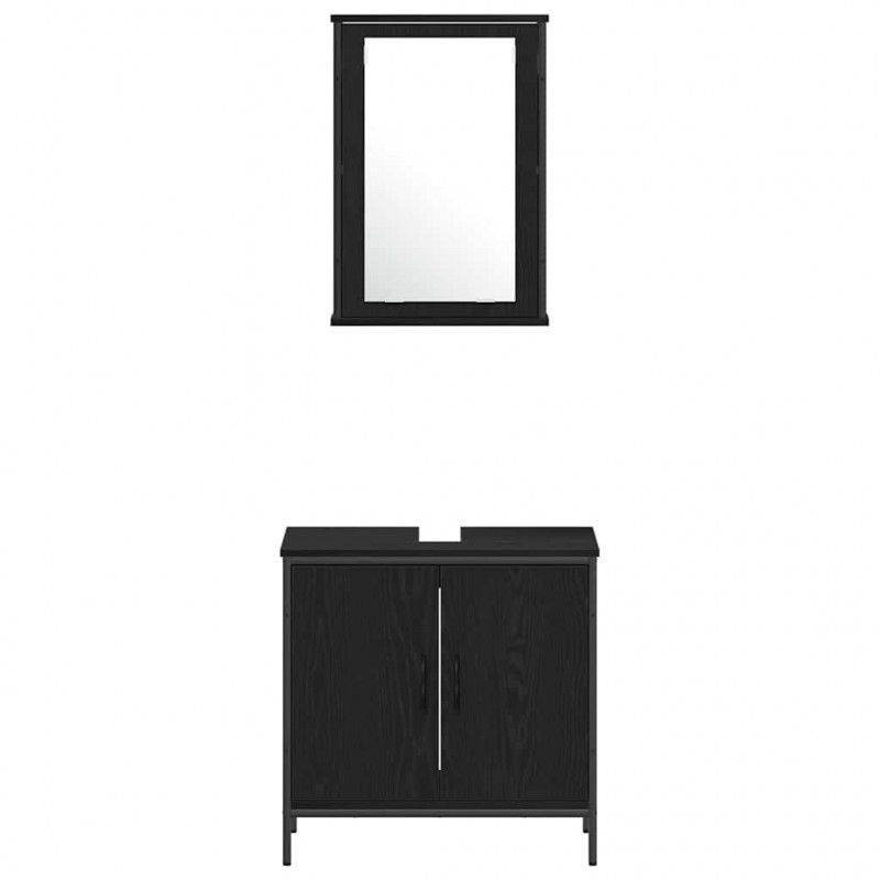 Zestaw mebli łazienkowych 4 pcs Czarny Materiał drewnopochodny