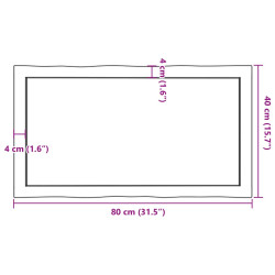 Blat stołu, 80x40x(2-4)cm, surowy, lity dąb naturalną krawędzią