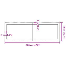 Blat stołu, 120x40x(2-4)cm surowy, lity dąb naturalną krawędzią