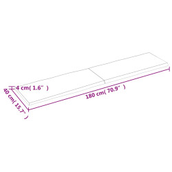 Blat stołu, 180x40x(2-4)cm surowy, lity dąb naturalną krawędzią